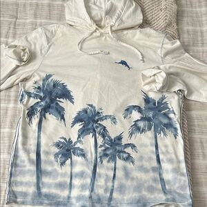 Tommy Bahama Cream and Blue Mens Hoodie